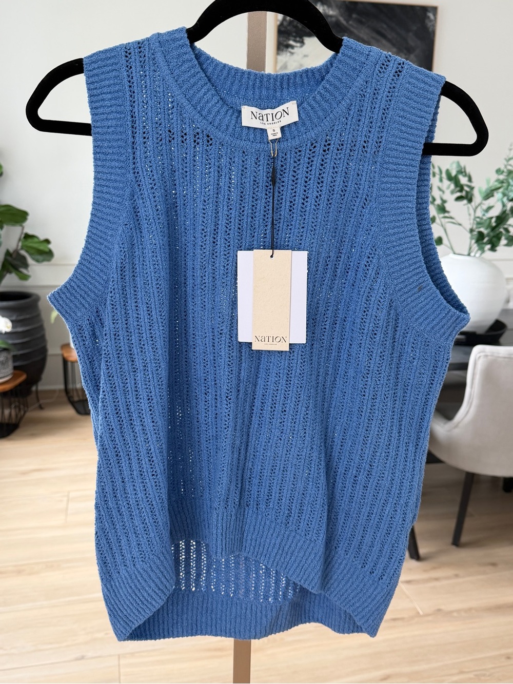 Nation LTD Blue Knit Sleeveless Sweater Vest